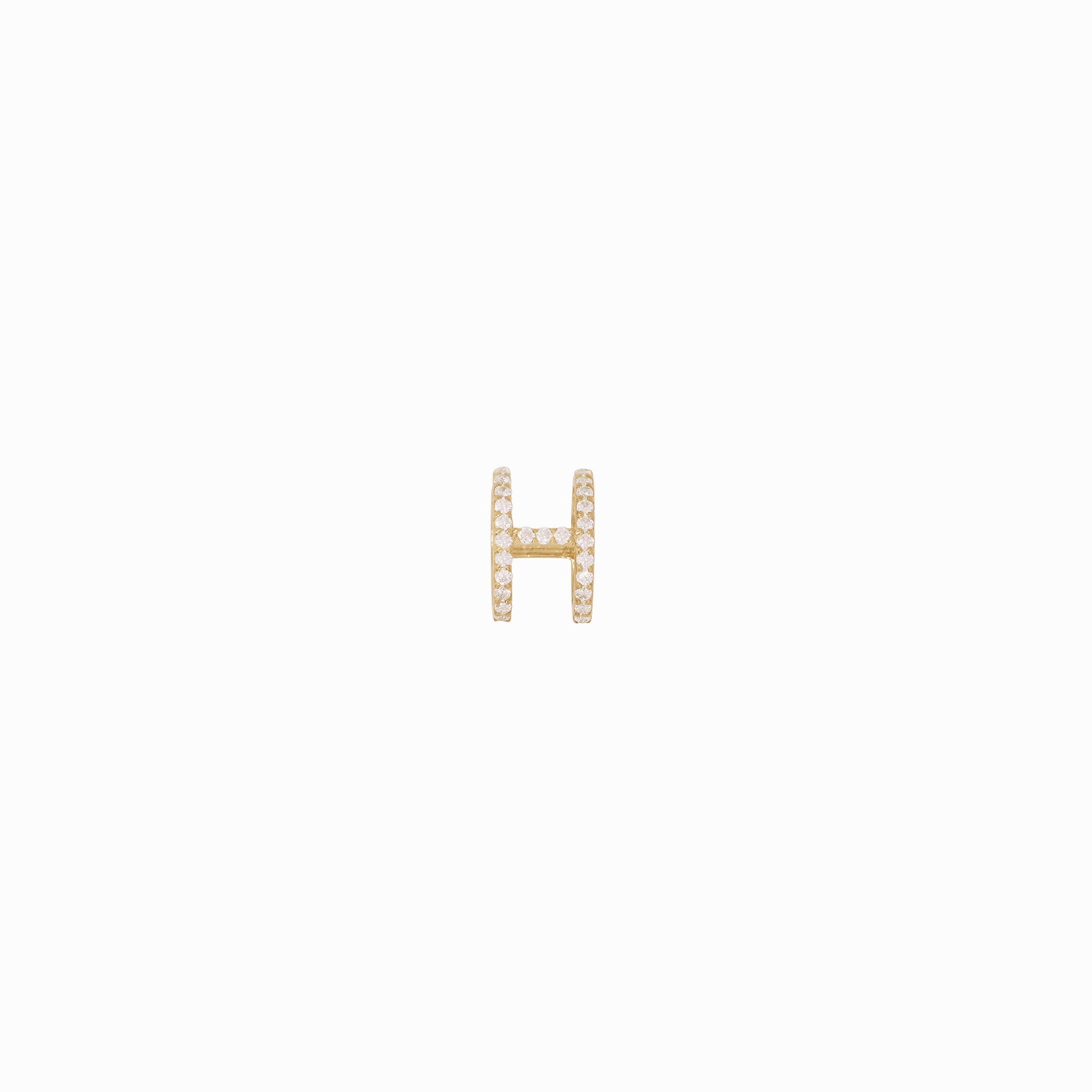 Eclipse H Initial Letter Pavé Diamond Gold Charm