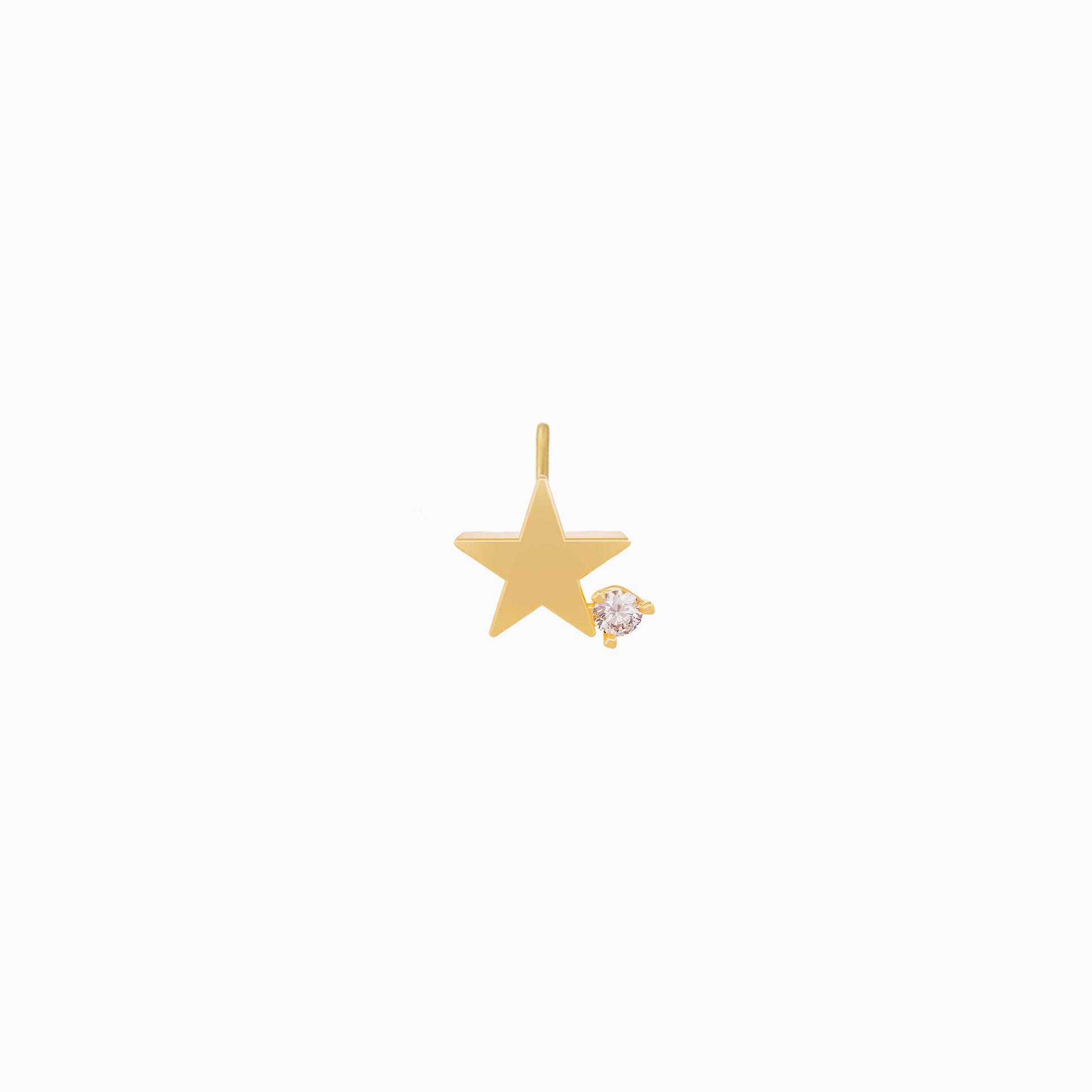 One Pavé Diamond Charm 14K Solid Gold – Heart Star Moon Lightning Bolt