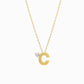 J Initial Letter Point Natural Diamond Necklace 14K Solid Gold