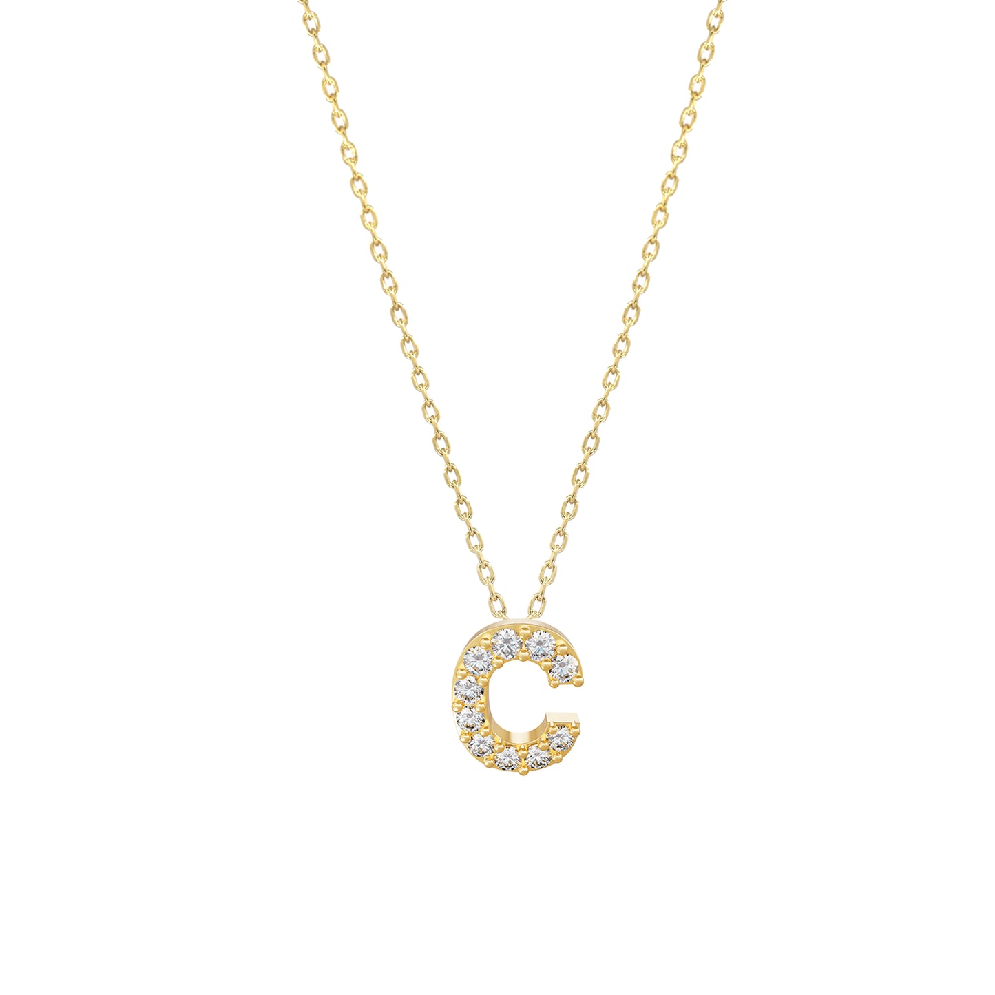 J Initial Letter Pavé Natural Diamond Necklace 14K Solid Gold