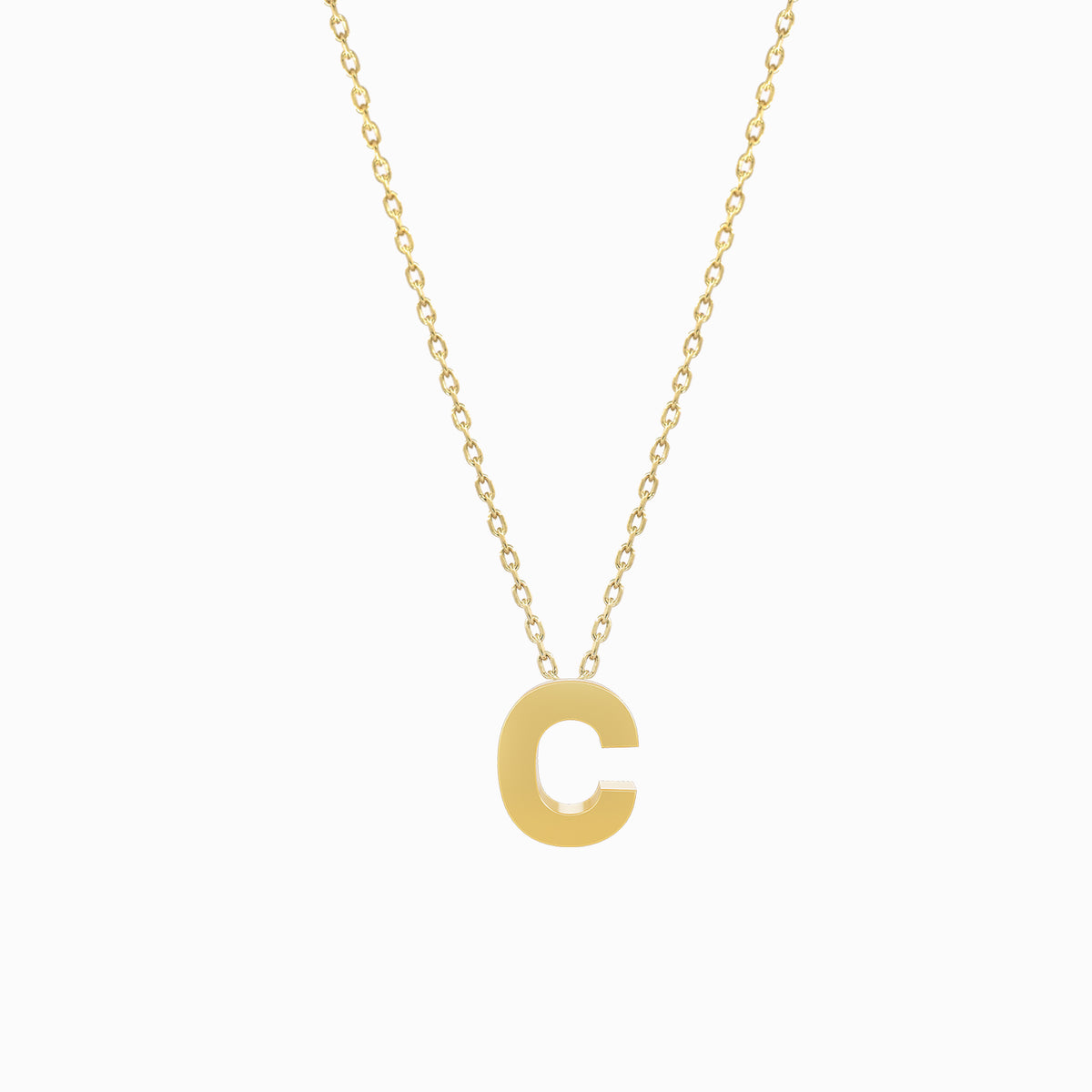 A Initial Letter Necklace 14K Solid Gold