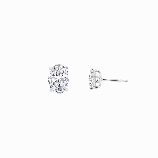 Lab Diamond Oval Stud Earrings 18K White Gold (2.08 ct. tw.)
