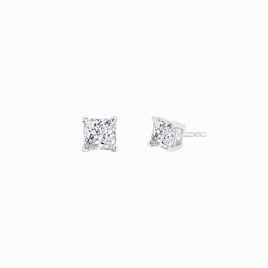 Lab Diamond Princess Cut Solitaire Stud Earrings 18K Gold (2.84 ct. tw.)