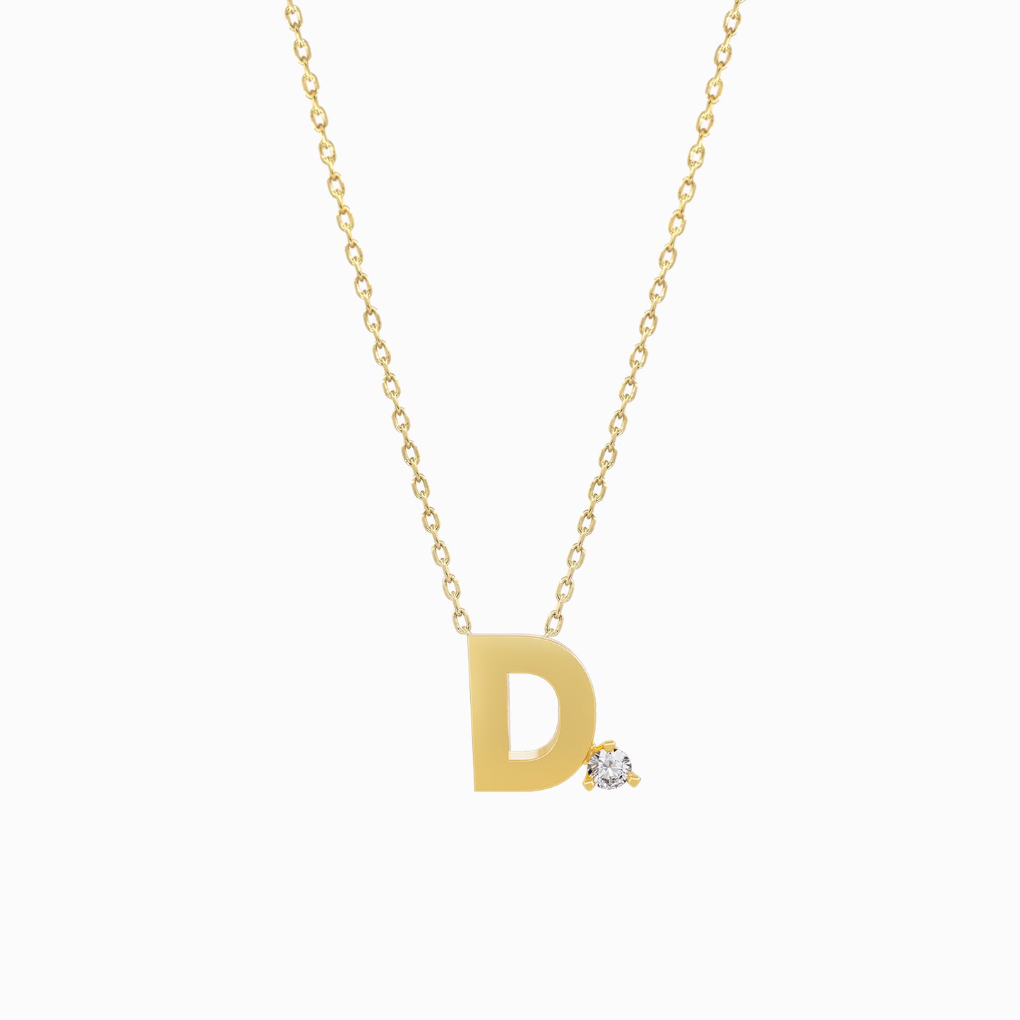 J Initial Letter Point Natural Diamond Necklace 14K Solid Gold