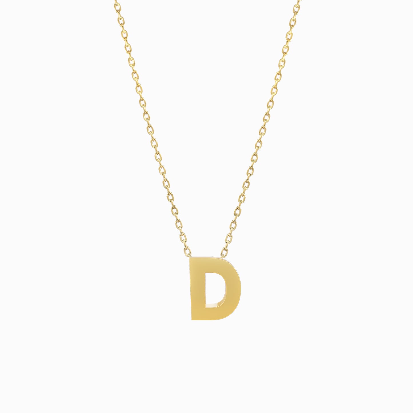 A Initial Letter Necklace 14K Solid Gold