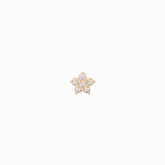 Flower Diamond Solid Gold Stud Earrings