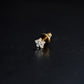 Flower Pavé Diamond Solid Gold Stud Earrings 14K Gold