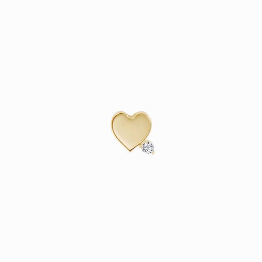 Heart One Pavé Lab Diamond Stud Earrings 14K Gold