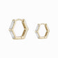 Hexagon Baguette Lab Diamond Hoop Earrings 14K Solid Gold -12mm
