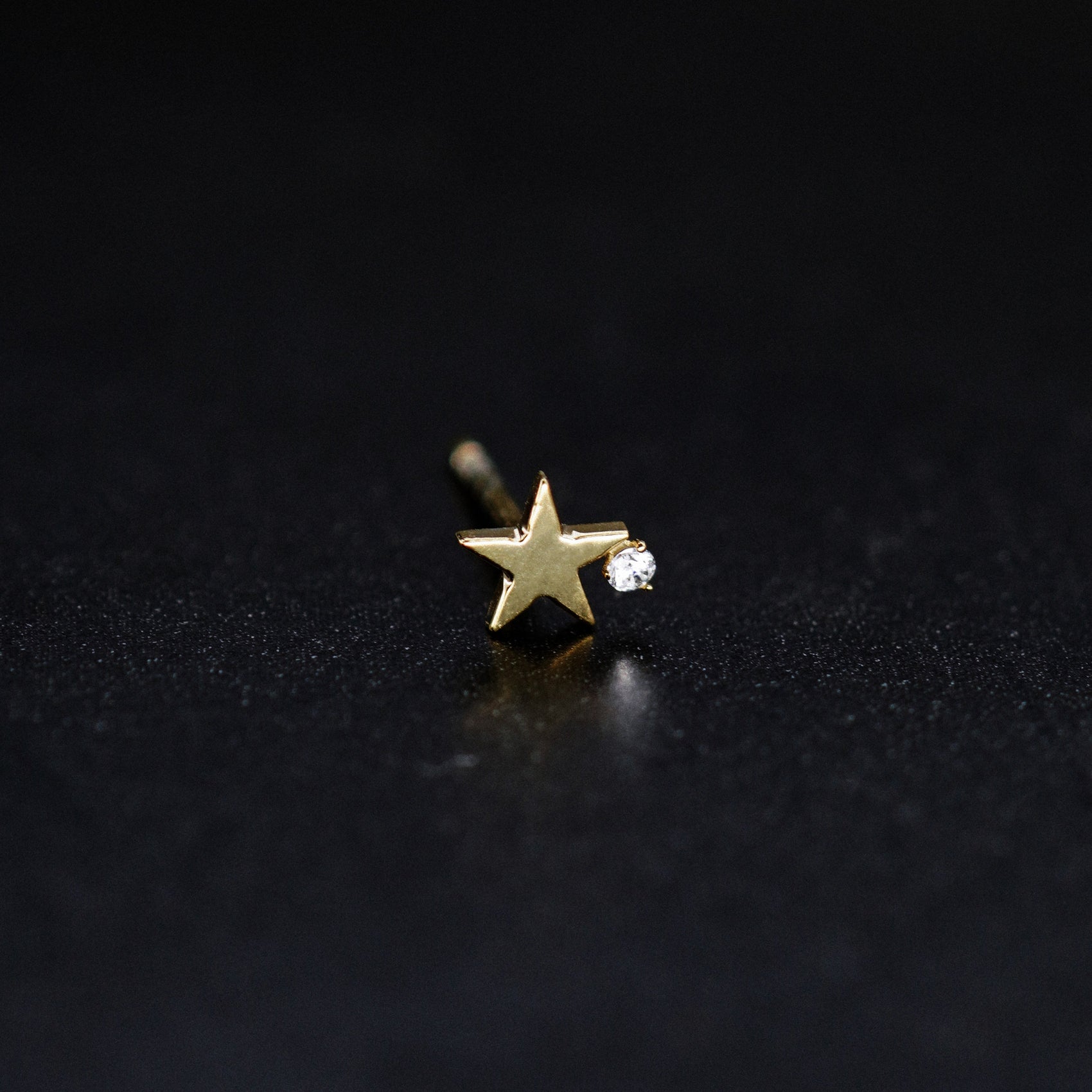 Star One Pavé Lab Diamond Stud Earrings 14K Gold