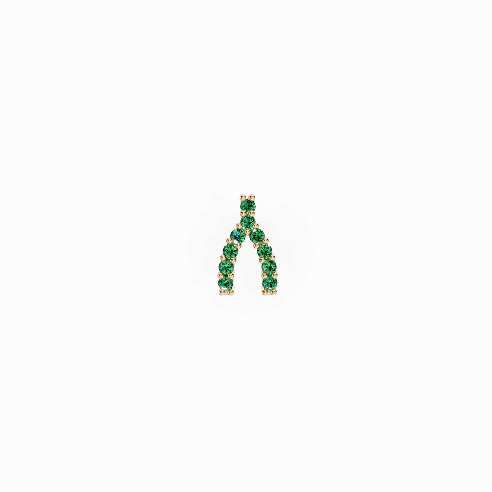 Wishbone Earring Natural Emerald 14K Solid Gold
