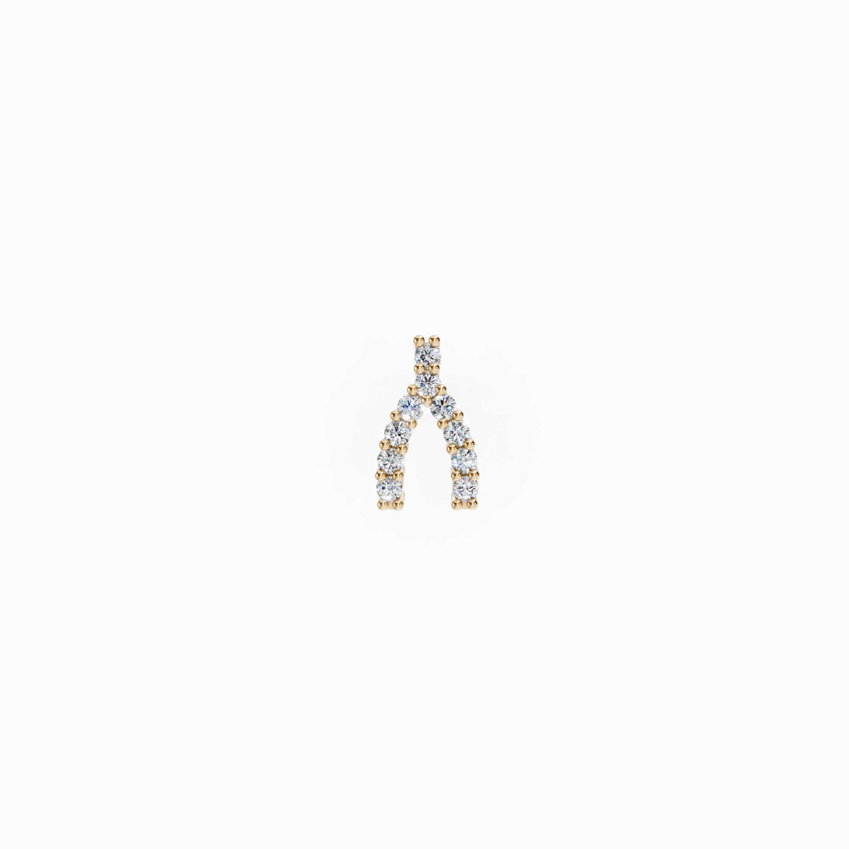 Wishbone Earring Pavé Lab Diamond 14K Solid Gold