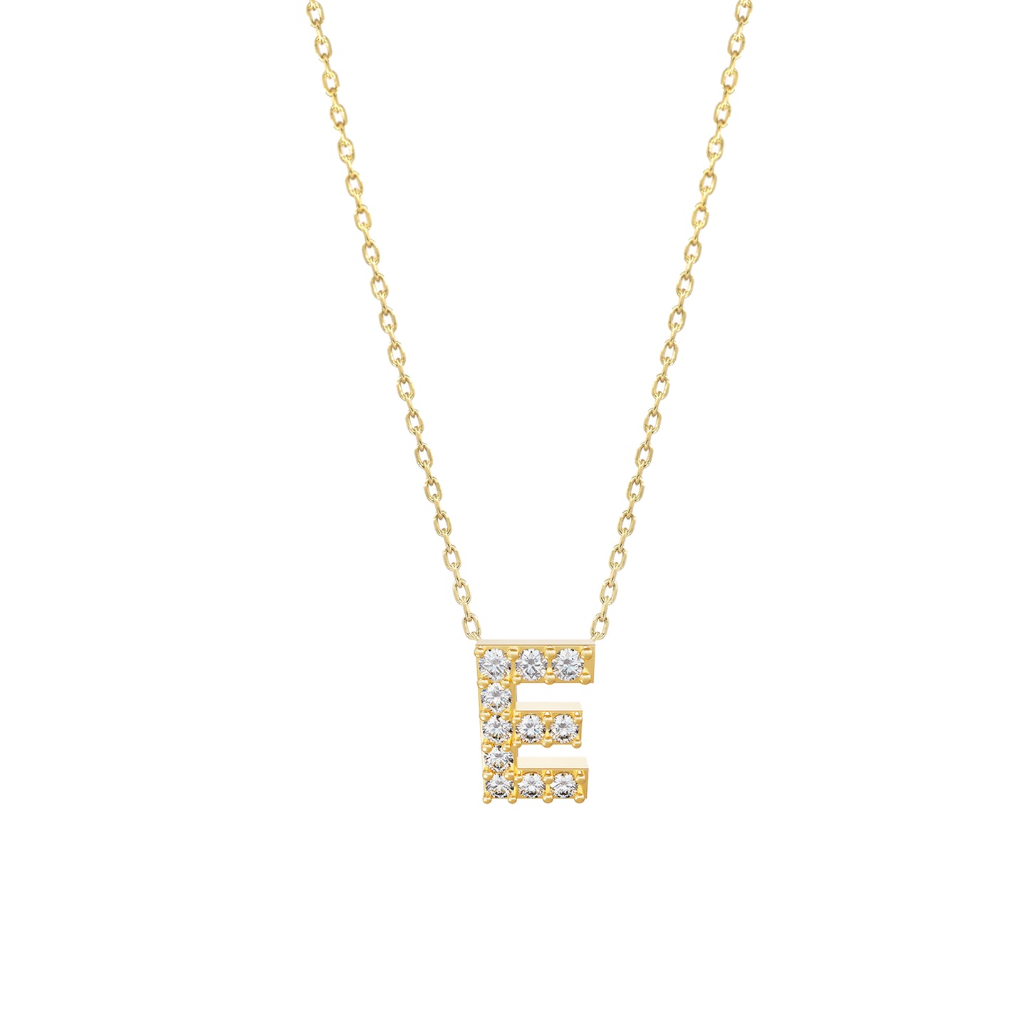 J Initial Letter Pavé Natural Diamond Necklace 14K Solid Gold