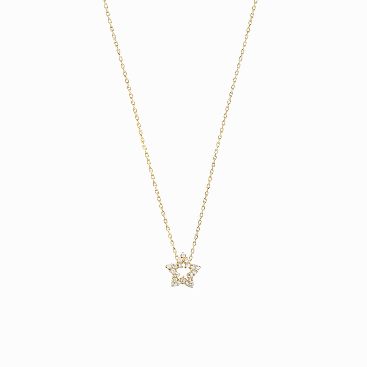 Eclipse Star Pavé Diamond Pendant 14K Solid Gold