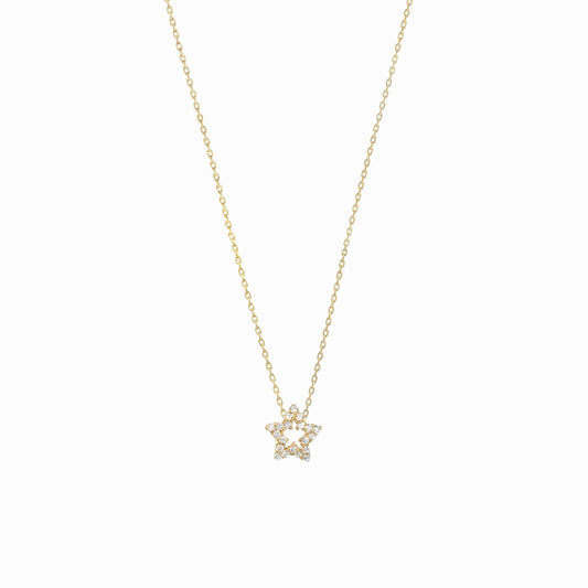Eclipse Star Pavé Diamond Pendant 14K Solid Gold