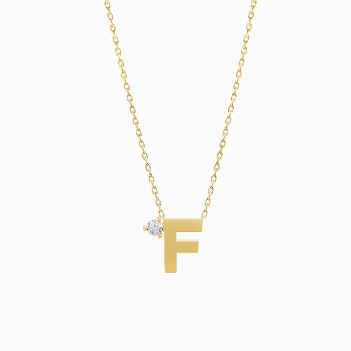 J Initial Letter Point Natural Diamond Necklace 14K Solid Gold