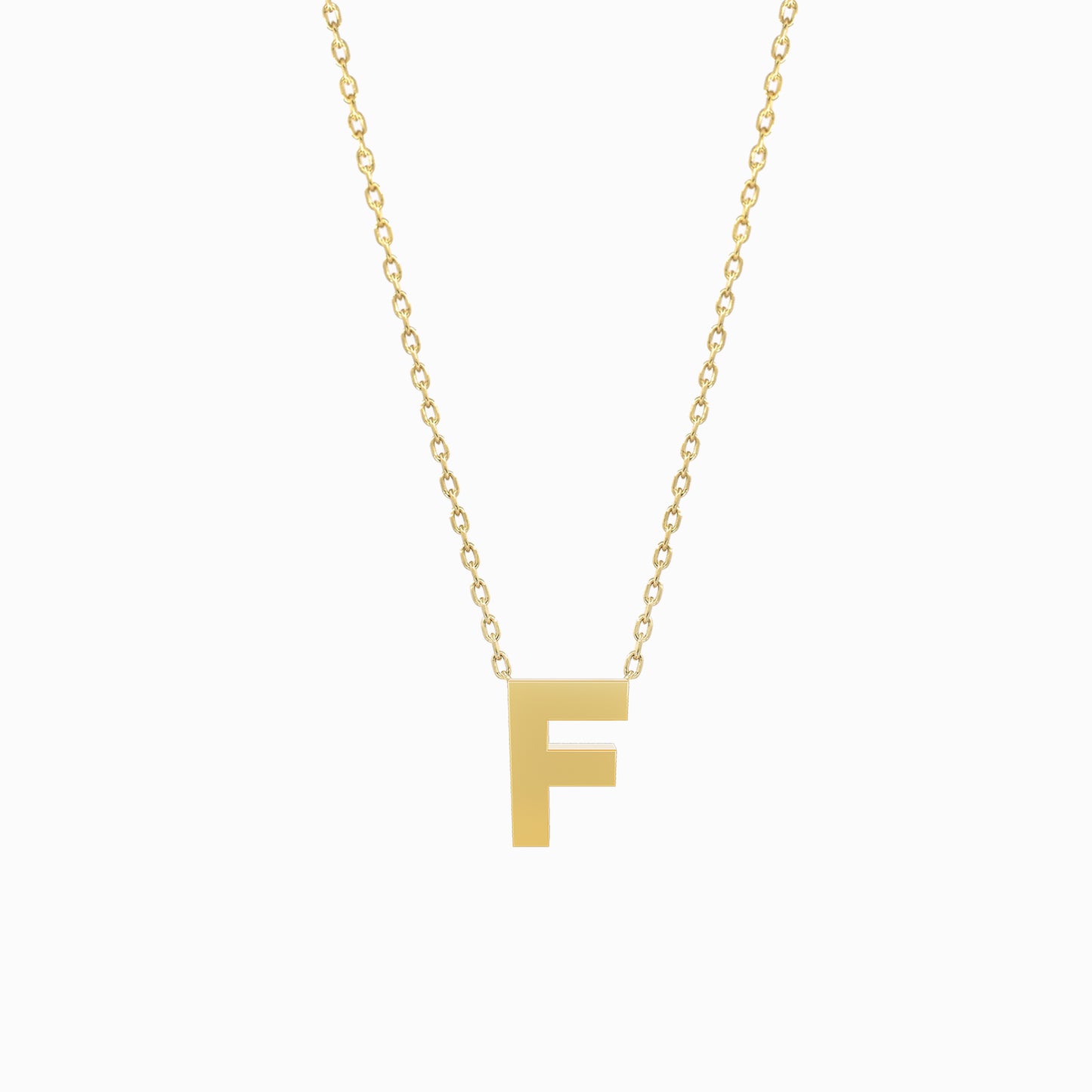 A Initial Letter Necklace 14K Solid Gold