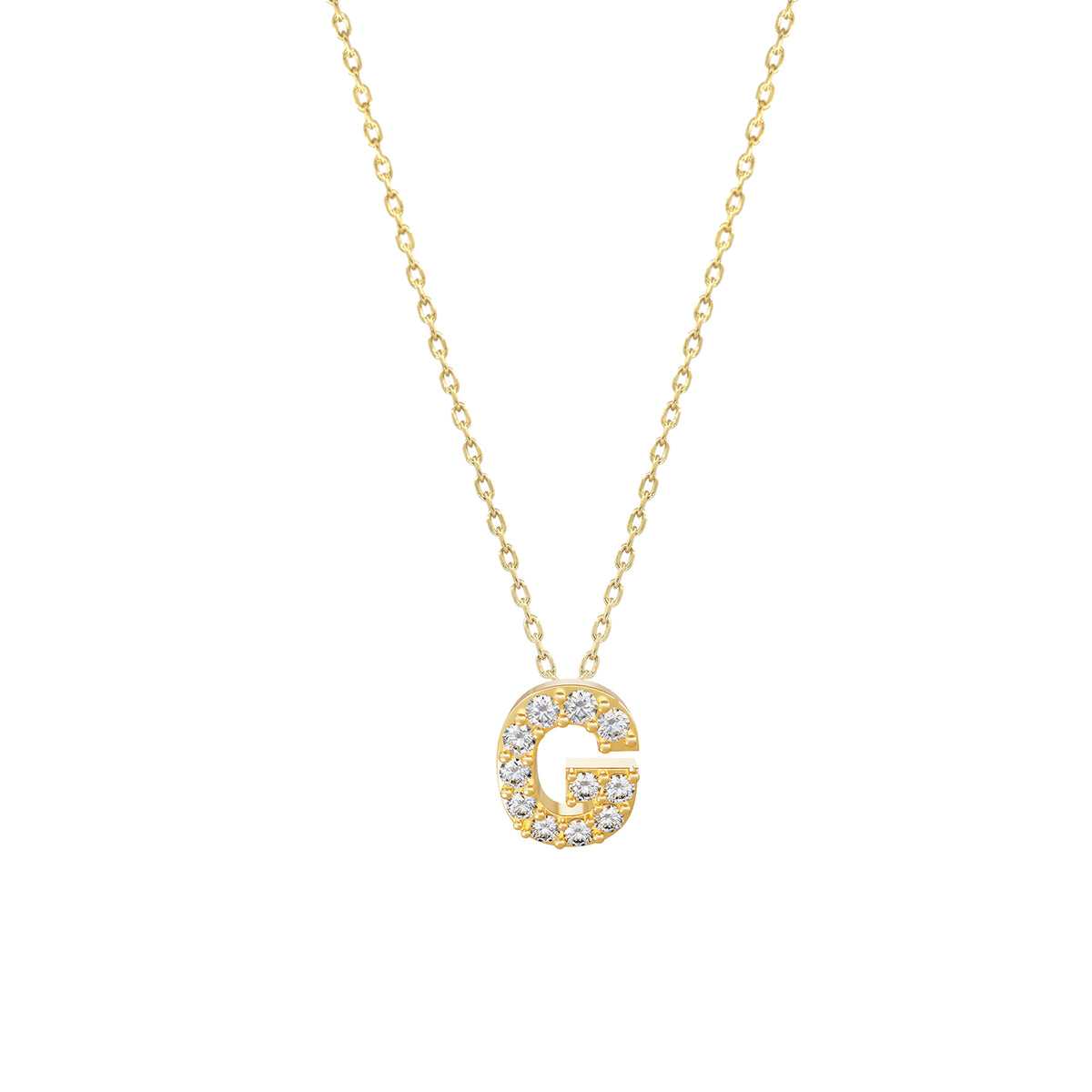 J Initial Letter Pavé Natural Diamond Necklace 14K Solid Gold