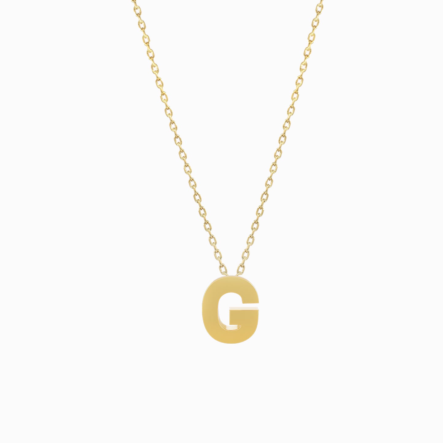 A Initial Letter Necklace 14K Solid Gold