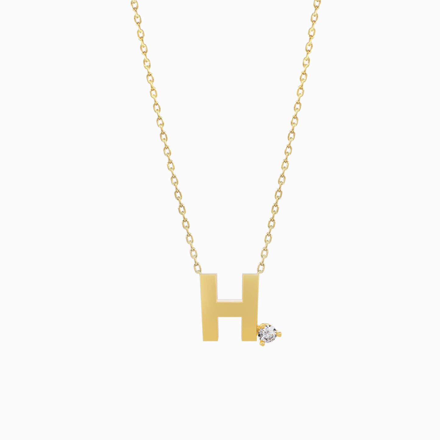 J Initial Letter Point Natural Diamond Necklace 14K Solid Gold