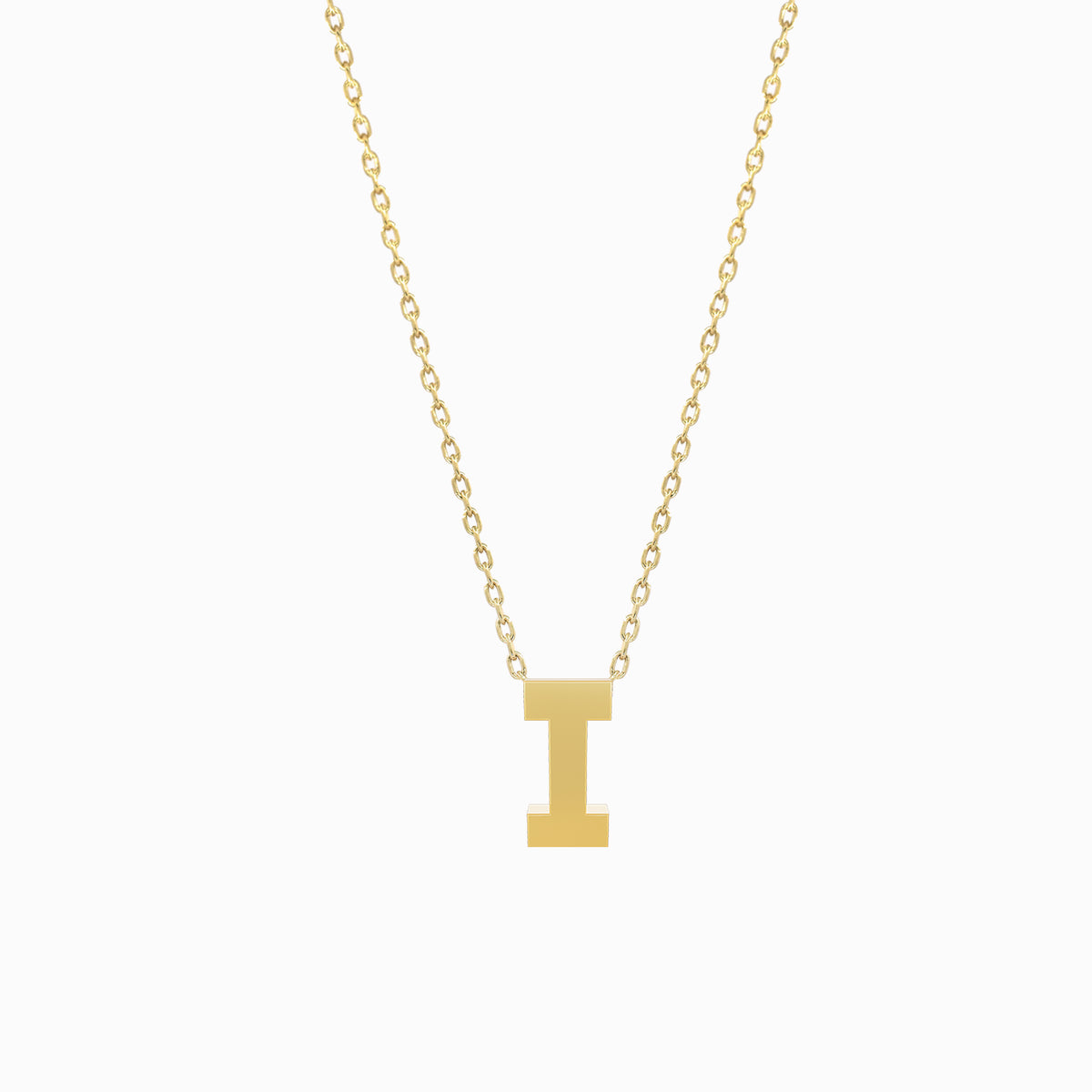 A Initial Letter Necklace 14K Solid Gold