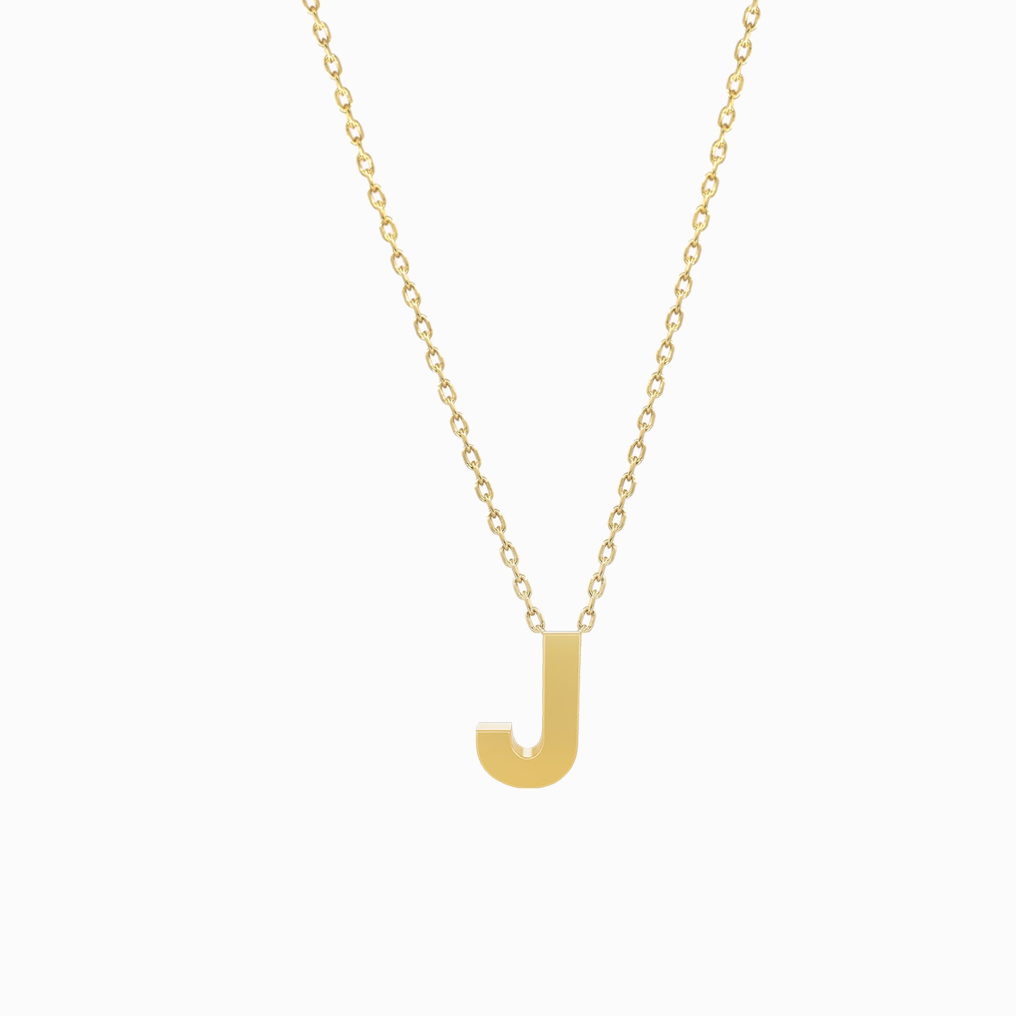 A Initial Letter Necklace 14K Solid Gold