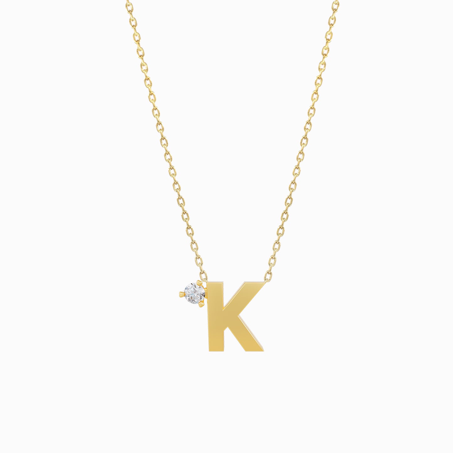 J Initial Letter Point Natural Diamond Necklace 14K Solid Gold