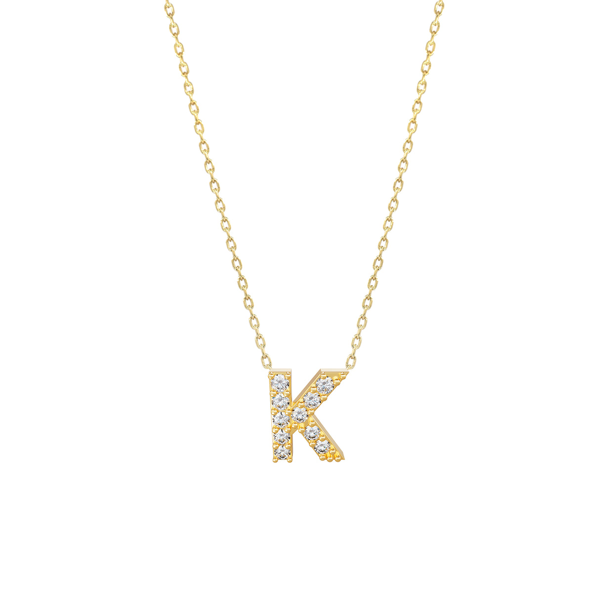 J Initial Letter Pavé Natural Diamond Necklace 14K Solid Gold