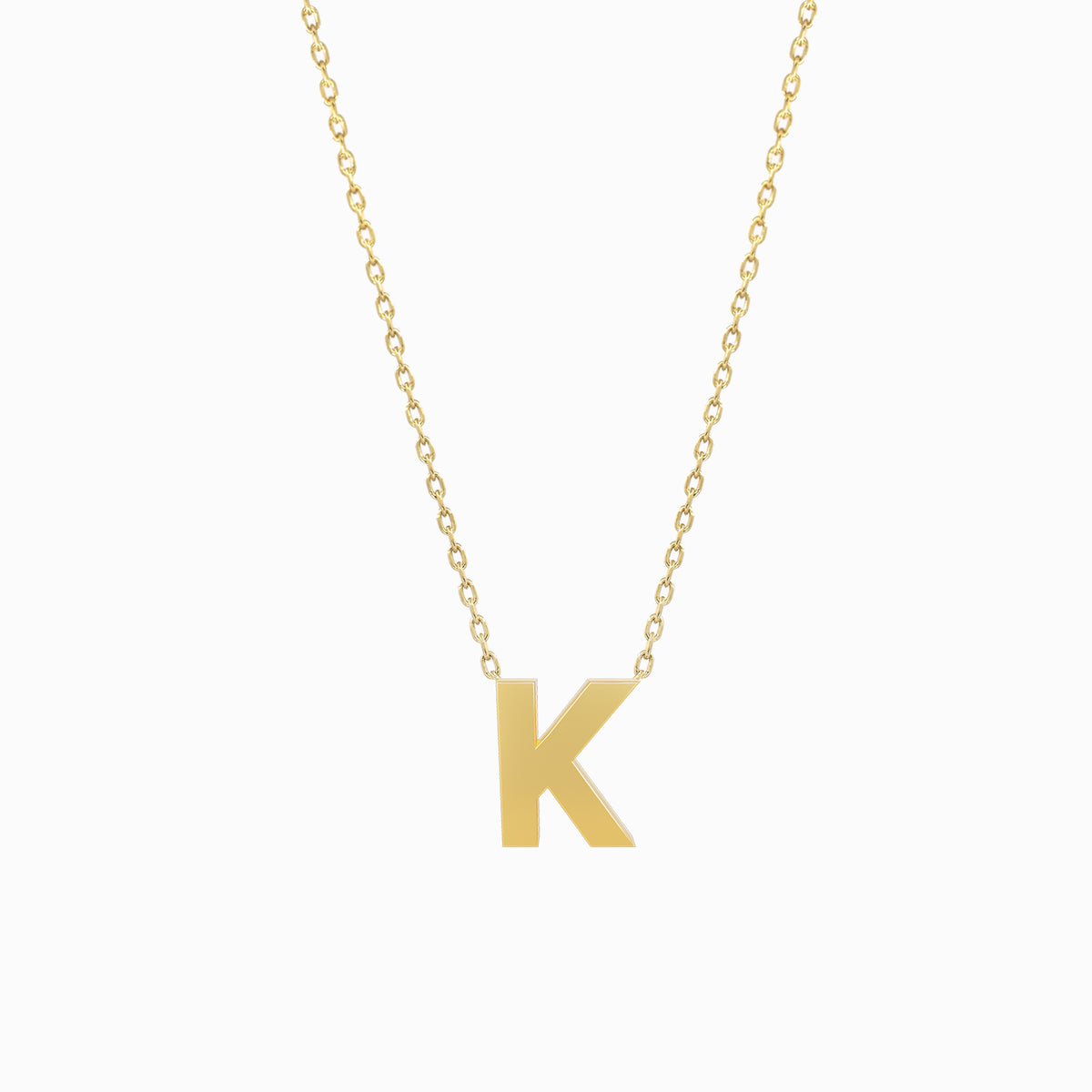 A Initial Letter Necklace 14K Solid Gold