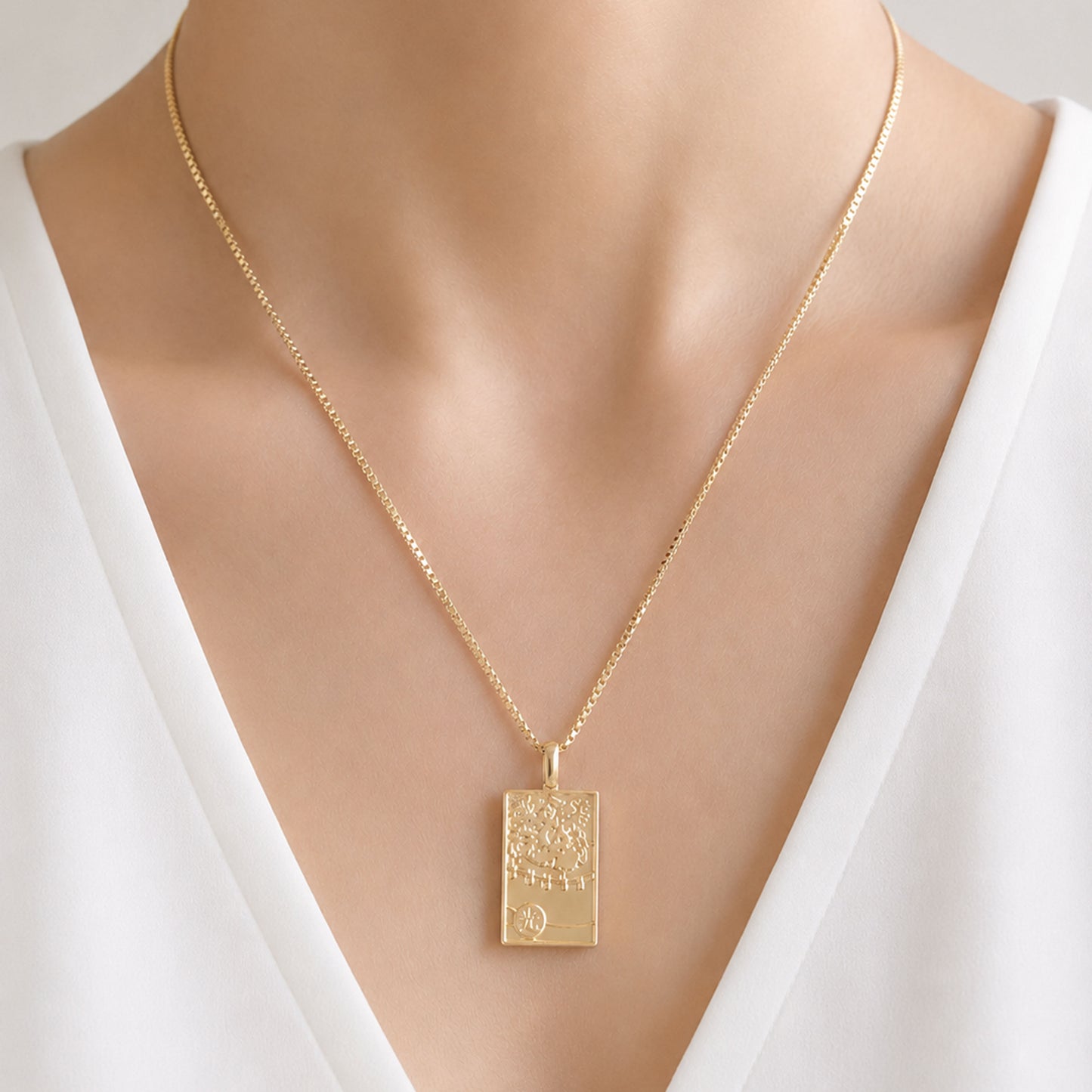 Korean Go-Stop Card Game Ogwang March Pendant 14K Solid Gold 오광 벚꽃