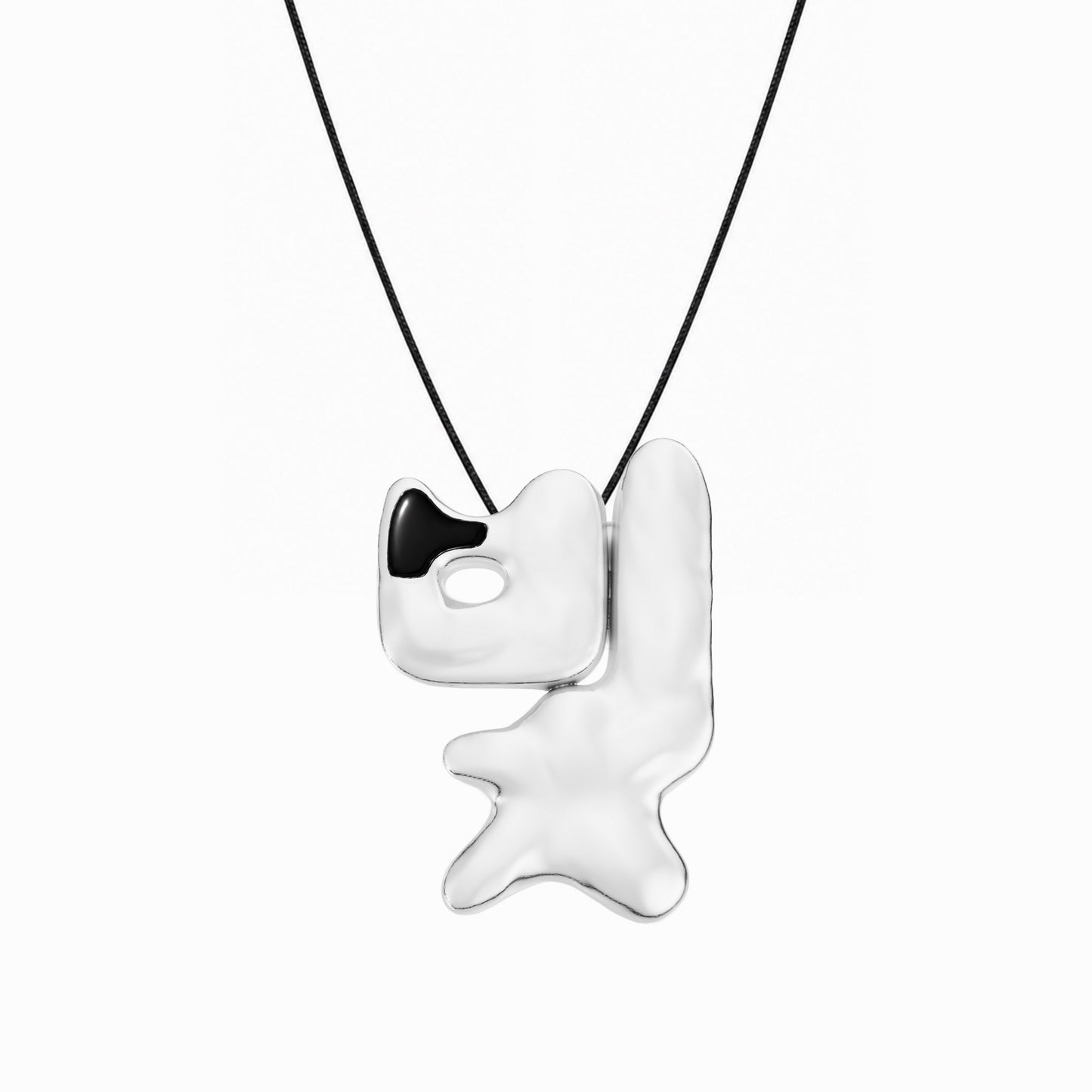 Bit Korean Hangul Light Black Onyx Pendant Necklace 빛