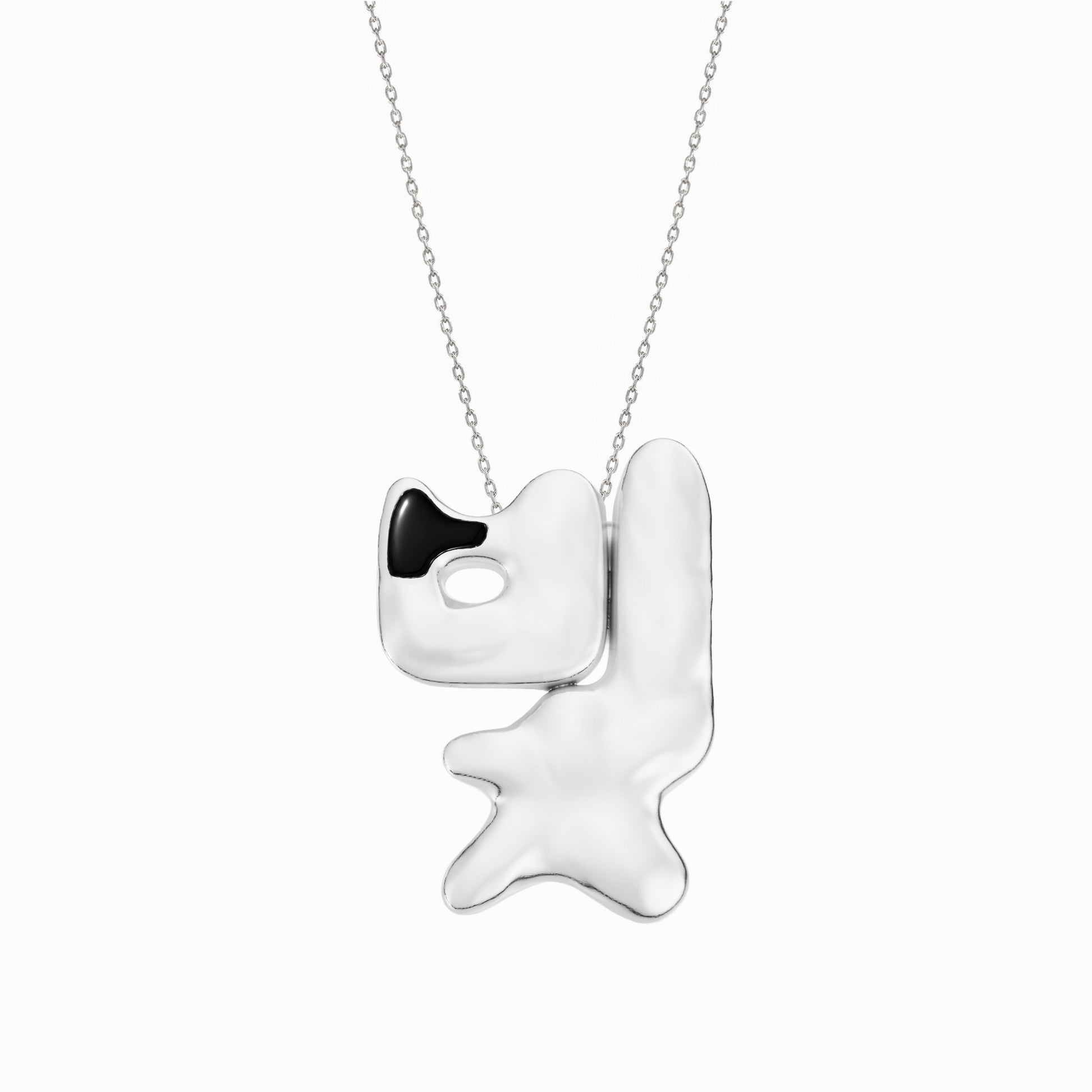 Bit Korean Hangul Light Black Onyx Pendant Necklace 빛