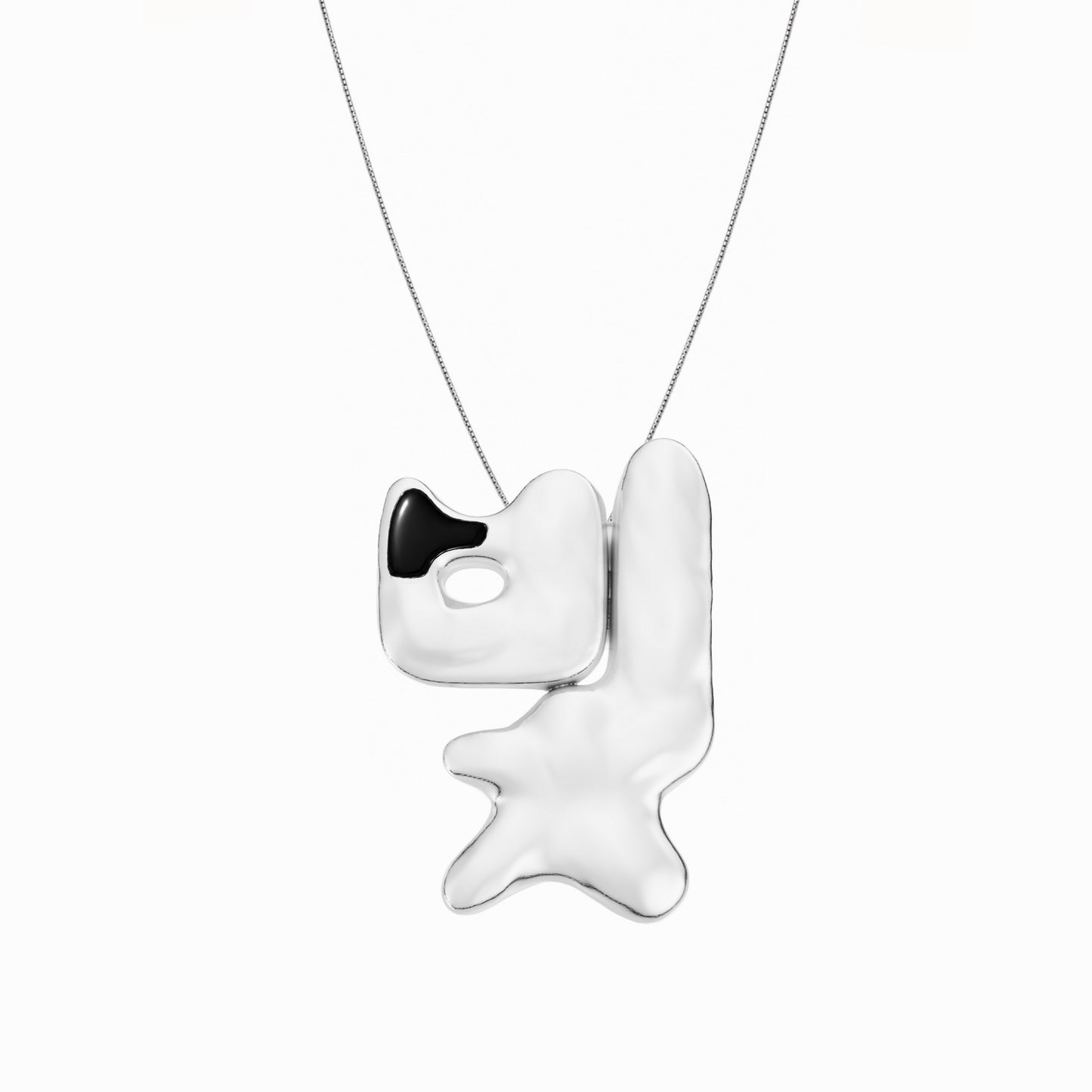 Bit Korean Hangul Light Black Onyx Pendant Necklace 빛
