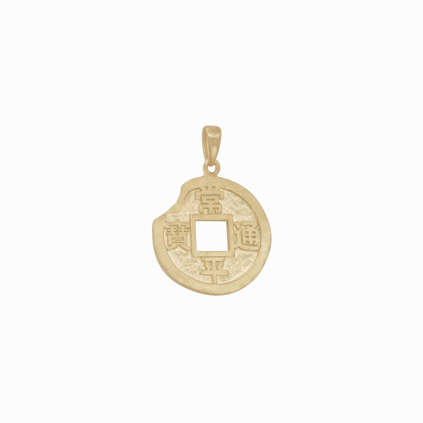 Sangpyeong Tongbo Korean Coin Pendant Necklace 14K Solid Gold
