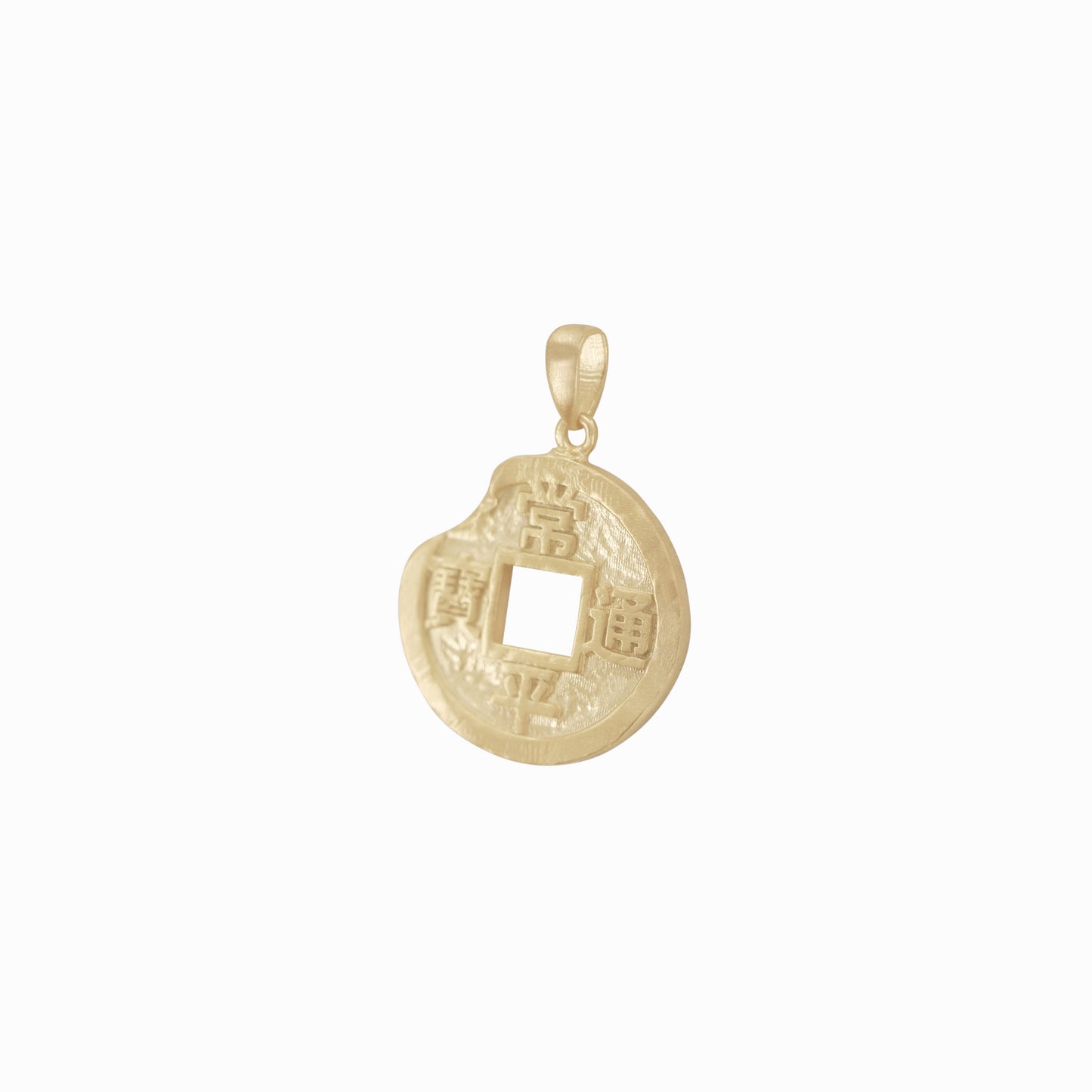 Sangpyeong Tongbo Korean Coin Pendant Necklace 14K Solid Gold