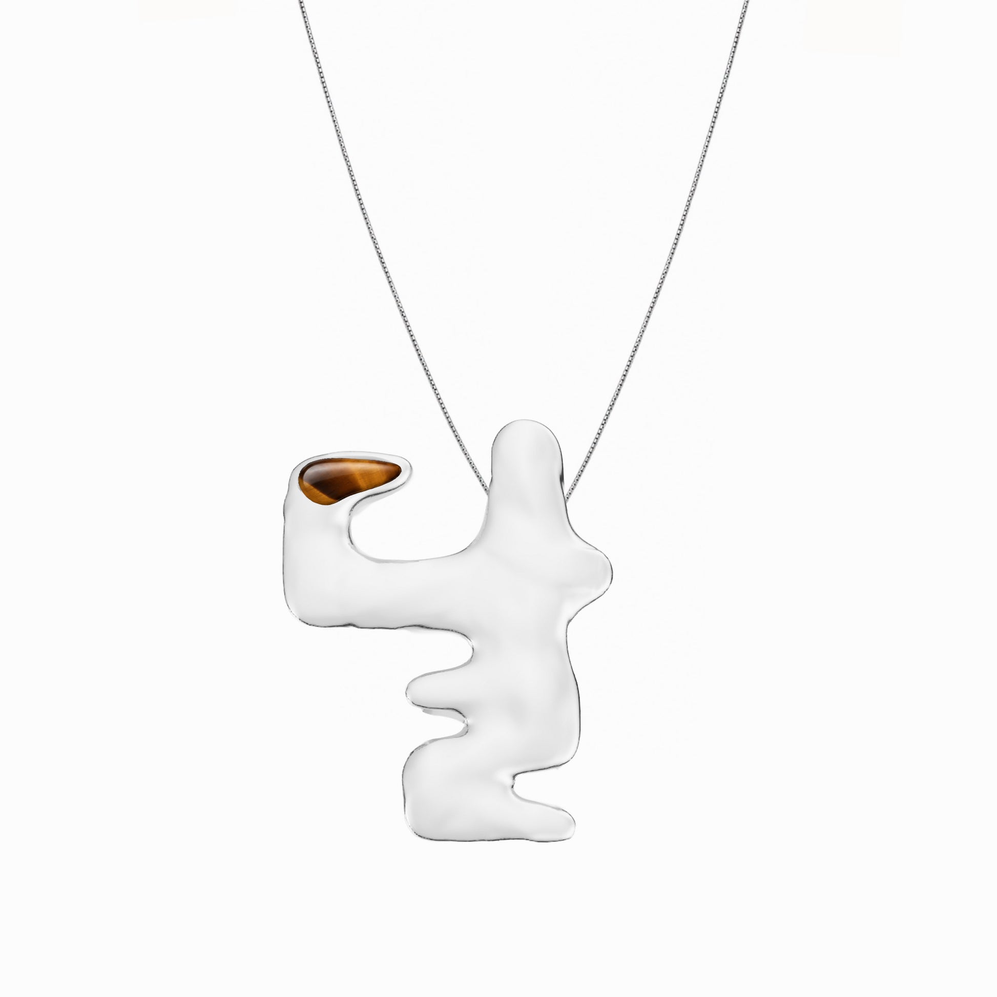 Dal Korean Hangul  Moon Tiger’s Eye Pendant Necklace 달
