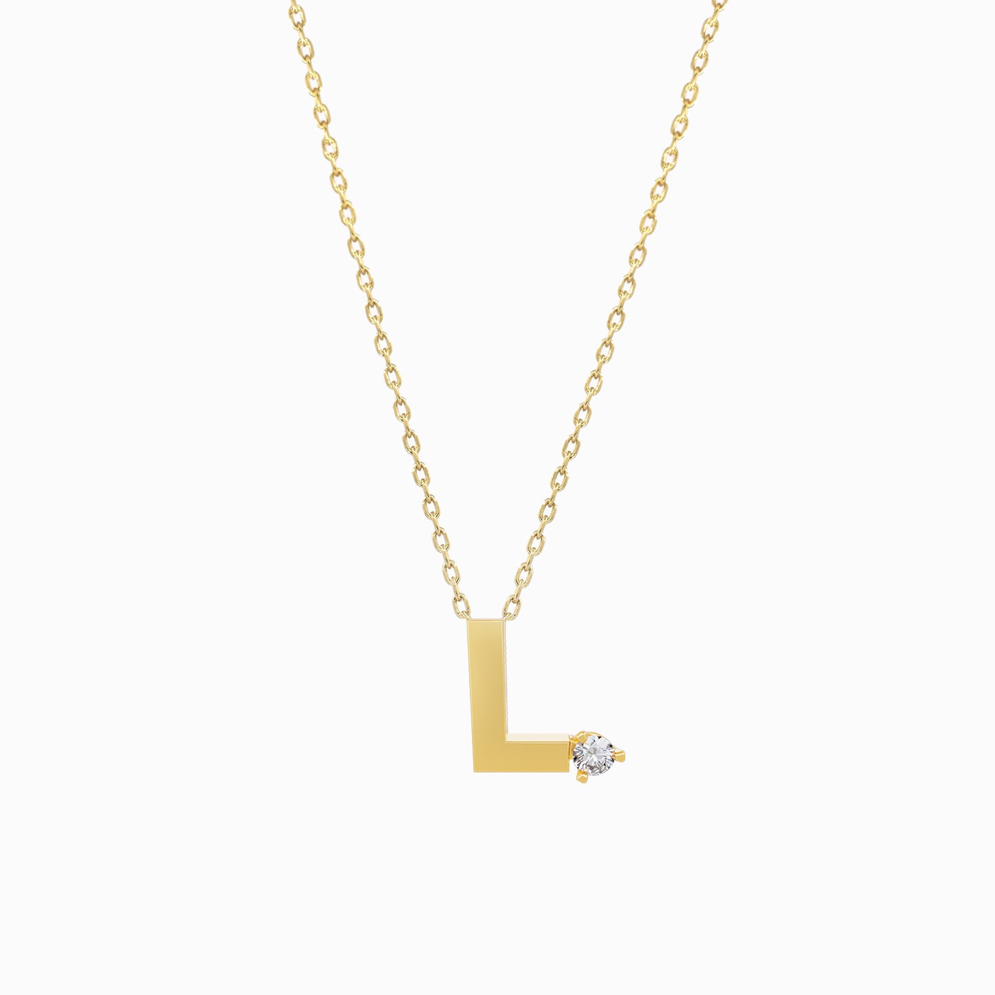 J Initial Letter Point Natural Diamond Necklace 14K Solid Gold