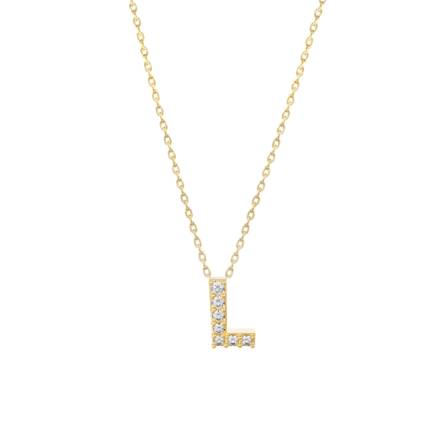 J Initial Letter Pavé Natural Diamond Necklace 14K Solid Gold