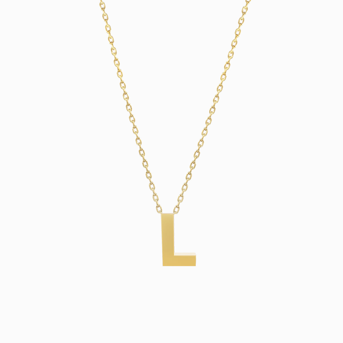 A Initial Letter Necklace 14K Solid Gold