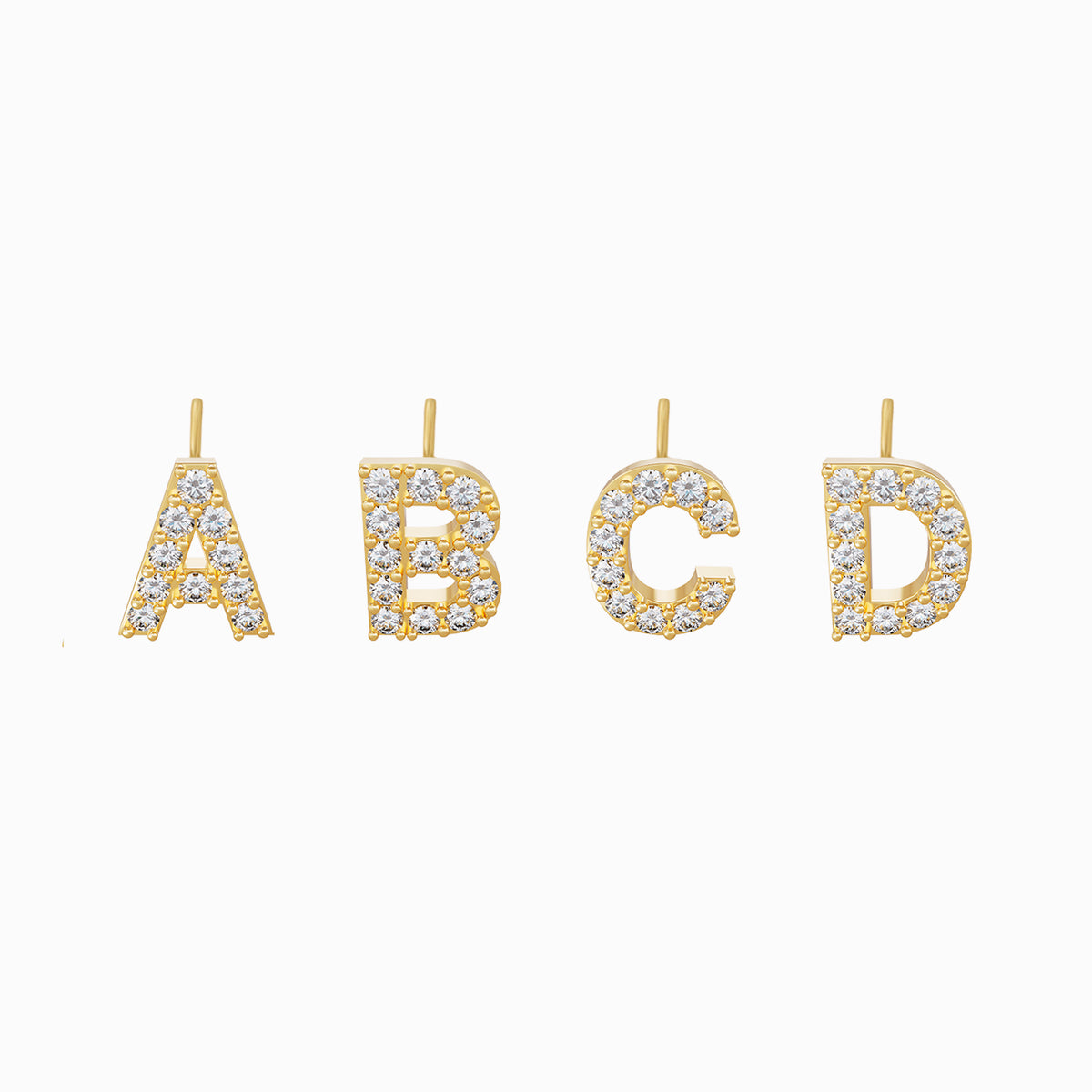 Initial Letter Natural Diamond Charm 14K Solid Gold J – Personalized