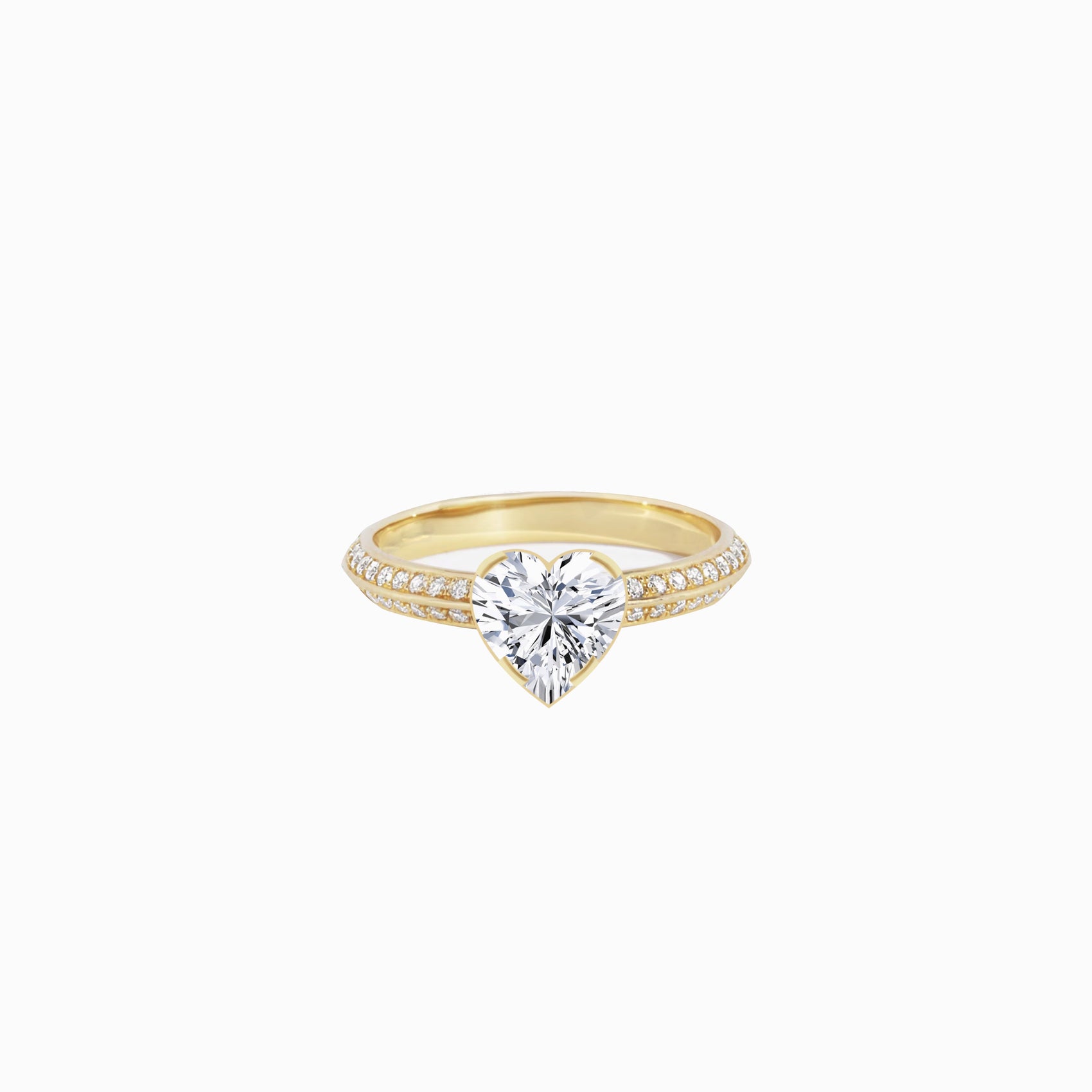 Heart Cut Pavé Diamond Ring Gold | LUV
