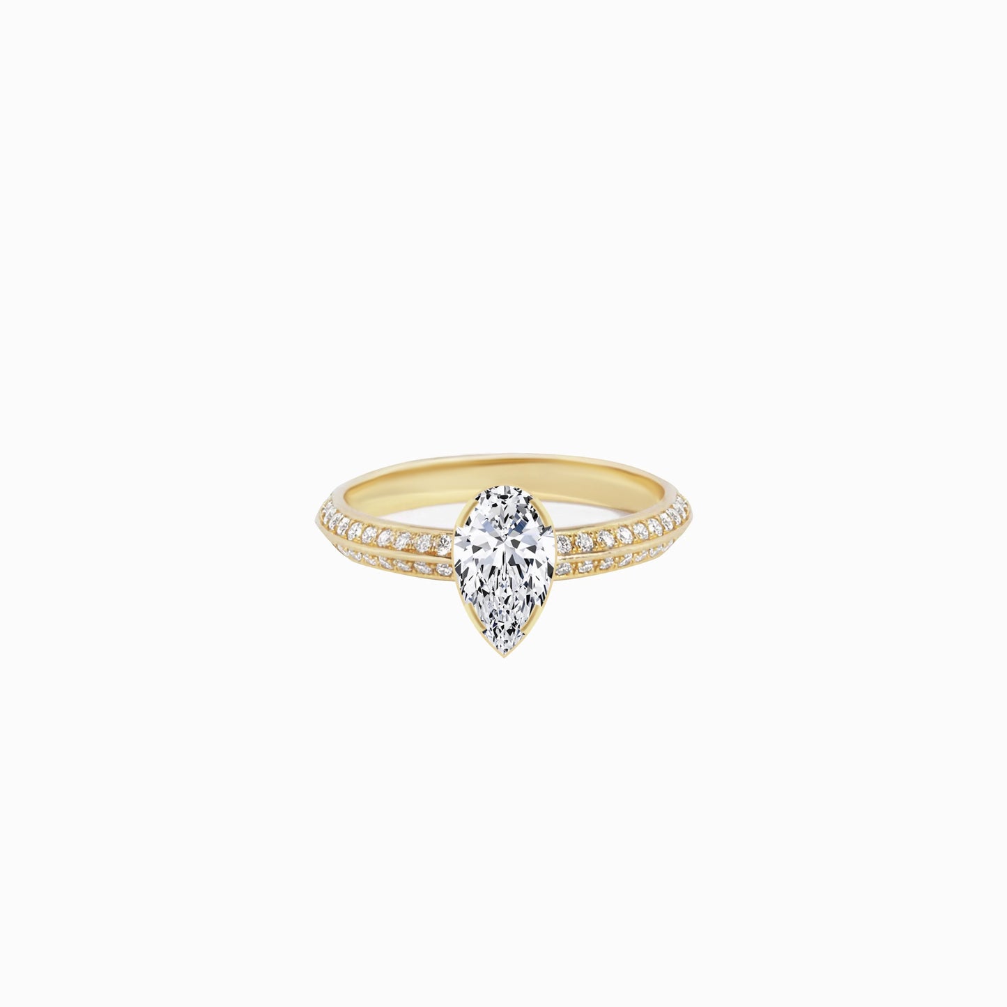 Pear Cut Pavé Diamond Ring Gold | LUV