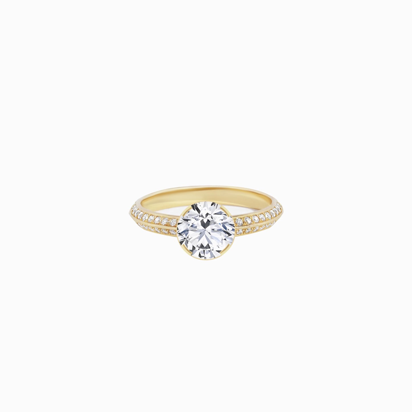 Round Brilliant Cut Pavé Diamond Ring Gold | LUV