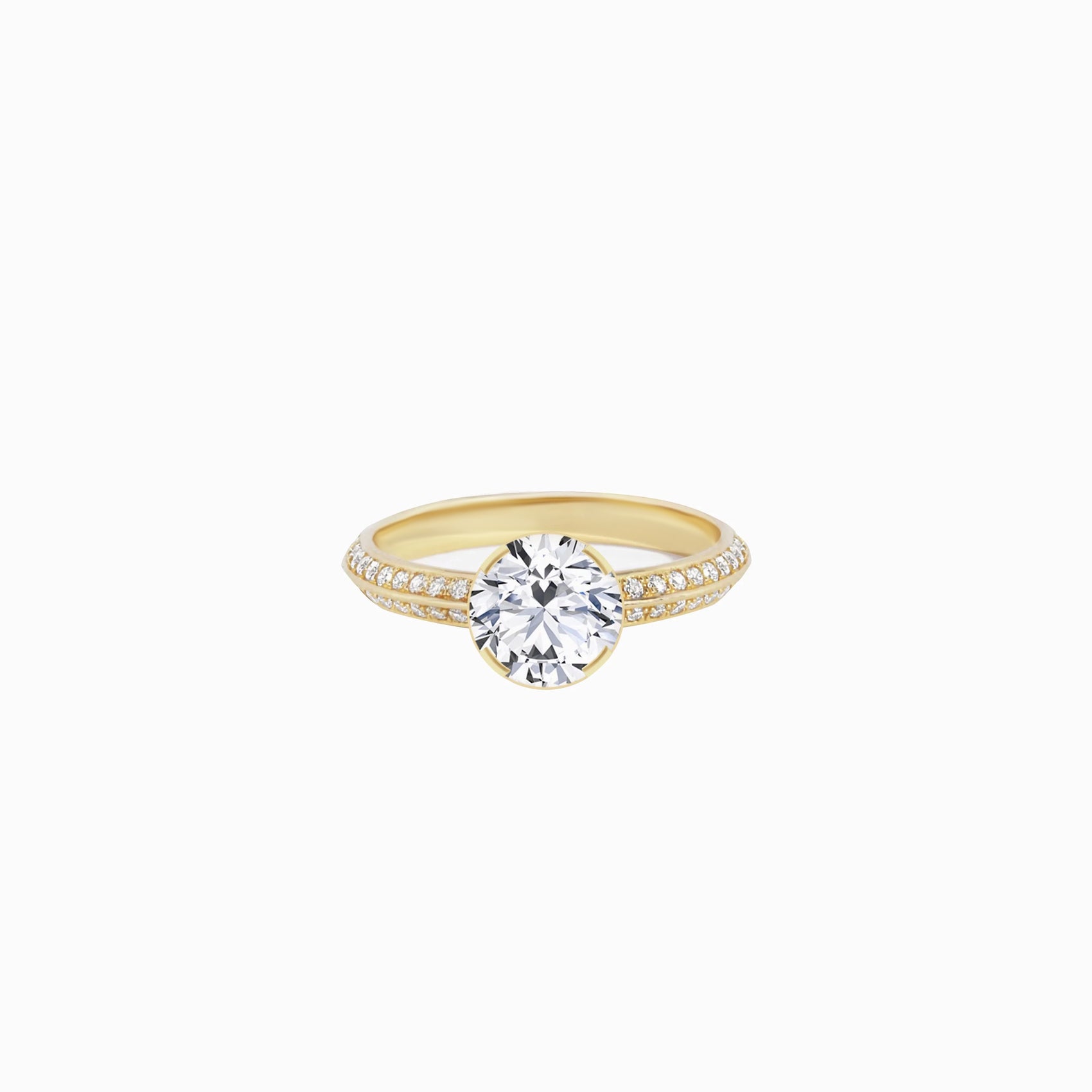 Round Brilliant Cut Pavé Diamond Ring Gold | LUV