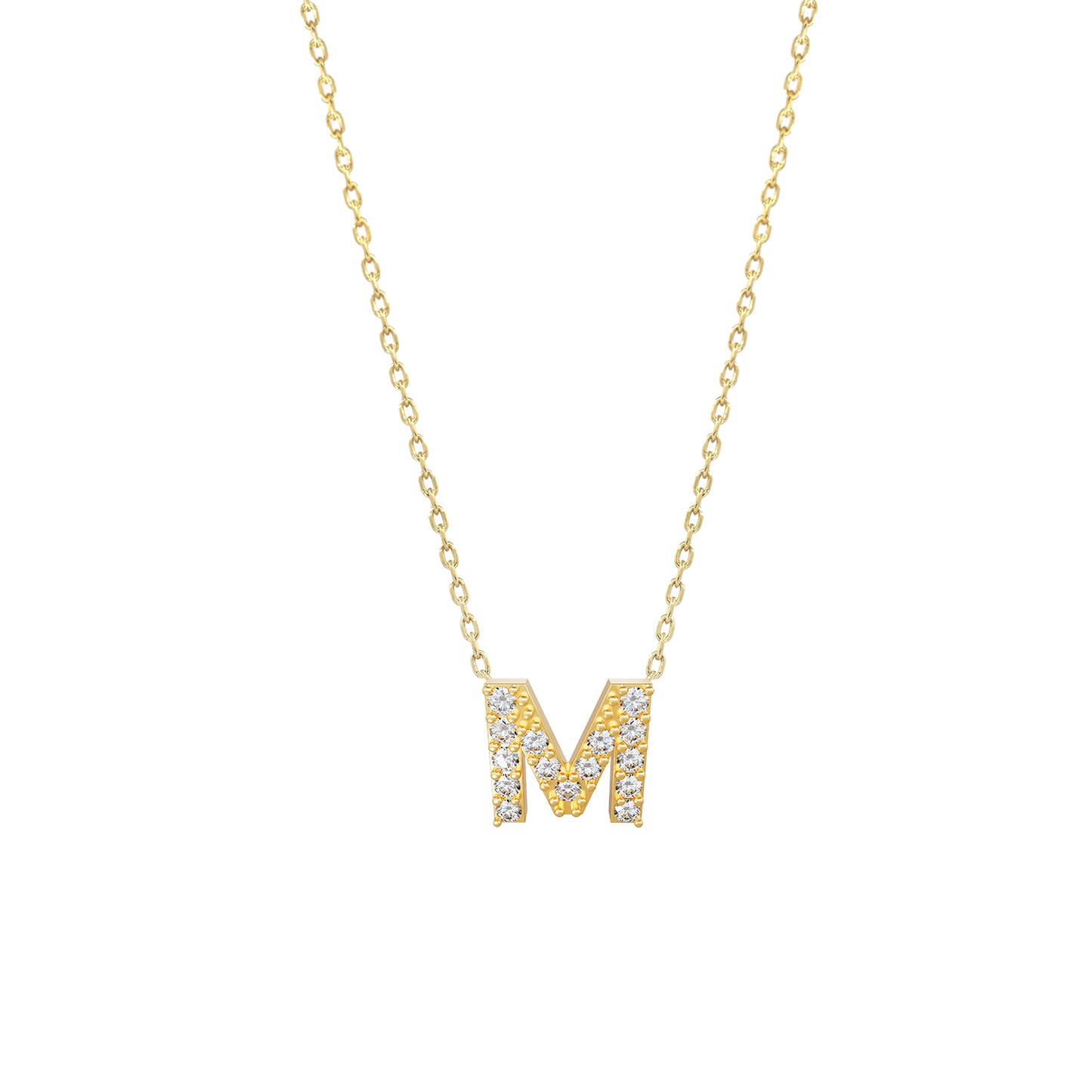 J Initial Letter Pavé Natural Diamond Necklace 14K Solid Gold