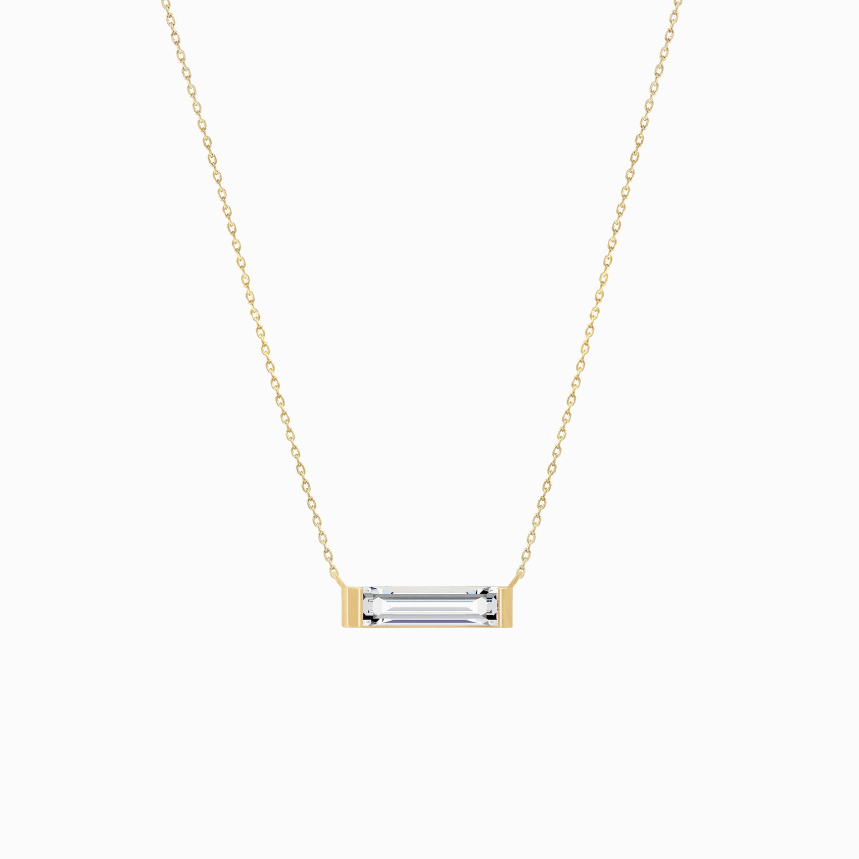 Baguette Diamond Lab Diamond Necklace 14k Solid Gold