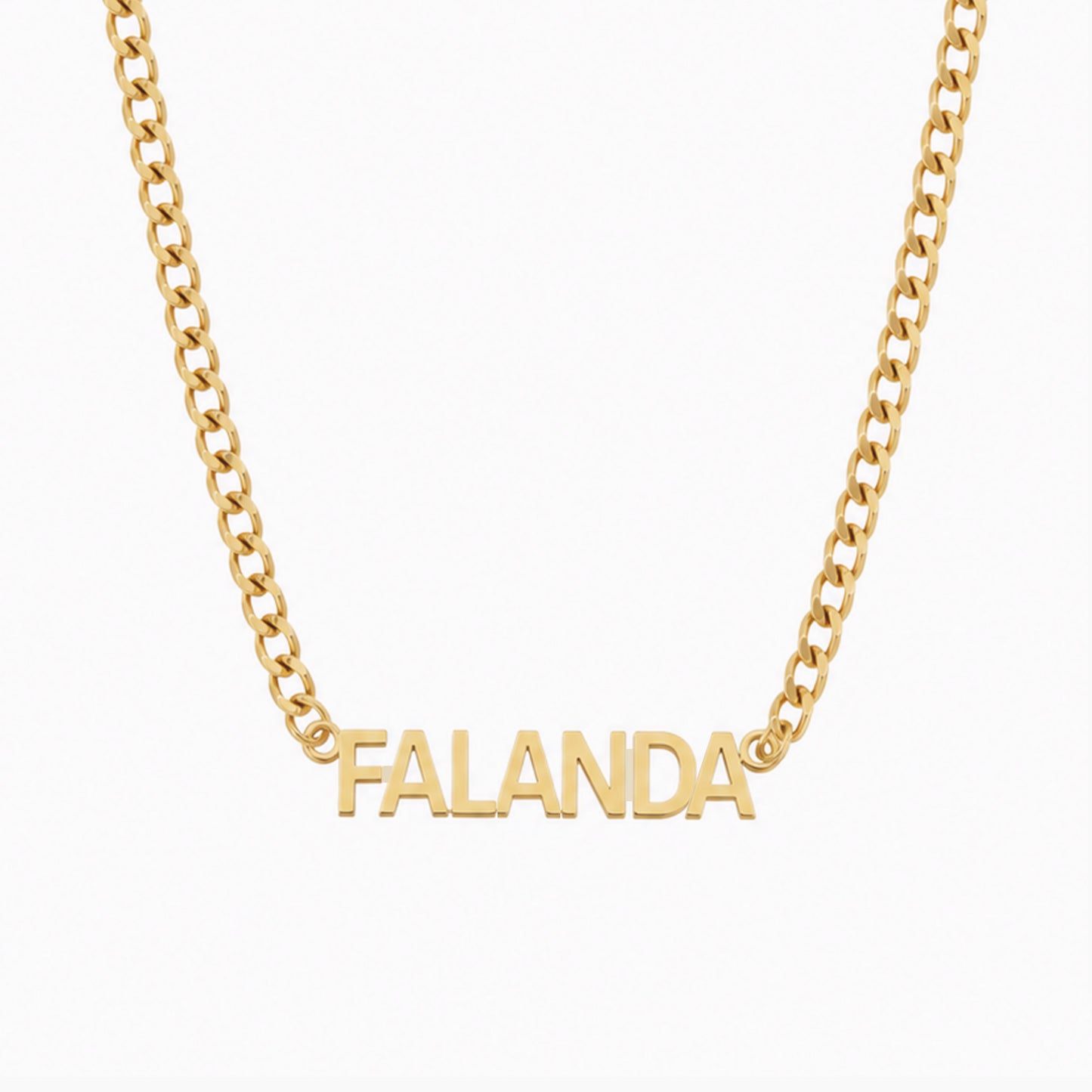 Custom Gothic Name Necklace on Cuban Chain 14K Solid Gold – Personalized