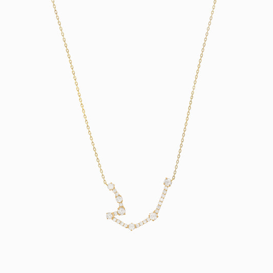 Aquarius Constellation Pavé Diamond Necklace 14K Solid Gold