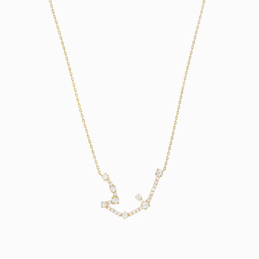 Aquarius Zodiac Constellation Pavé Lab Diamond Necklace 14K Solid Gold