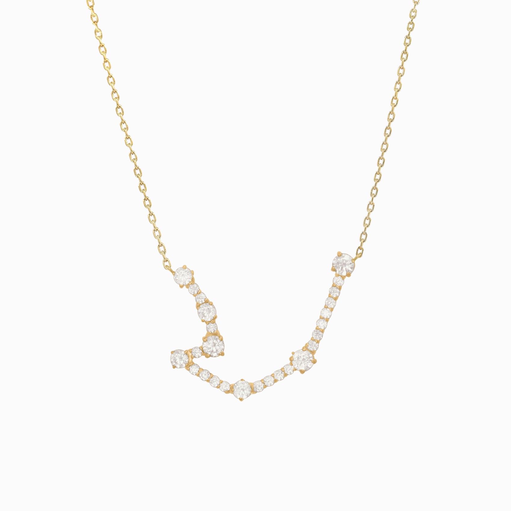 Aquarius Constellation Pavé Diamond Necklace 14K Solid Gold